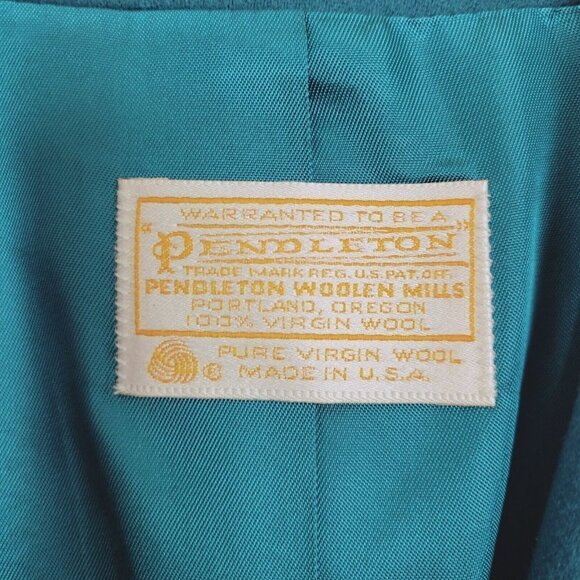 Vtg Pendleton Teal Suit Blazer Sz 10 Fall Winter Wool Single Breasted Wool Mark - Picture 7 of 10